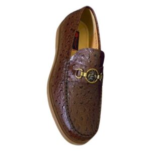 The Ostrich-Embossed Loafer (Brown with Bee Detail)