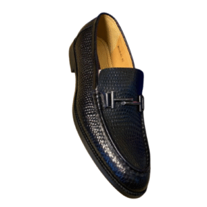 The Textured Bit Loafer (Black with Gunmetal)