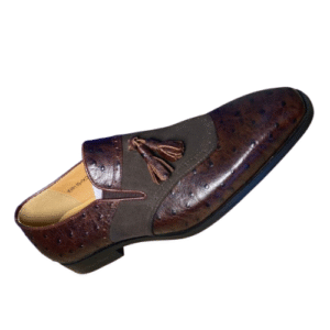 The Ostrich & Suede Tassel Loafer (Brown)