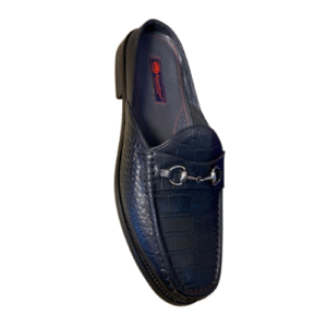 The Crocodile-Embossed Loafer Mule (Black)